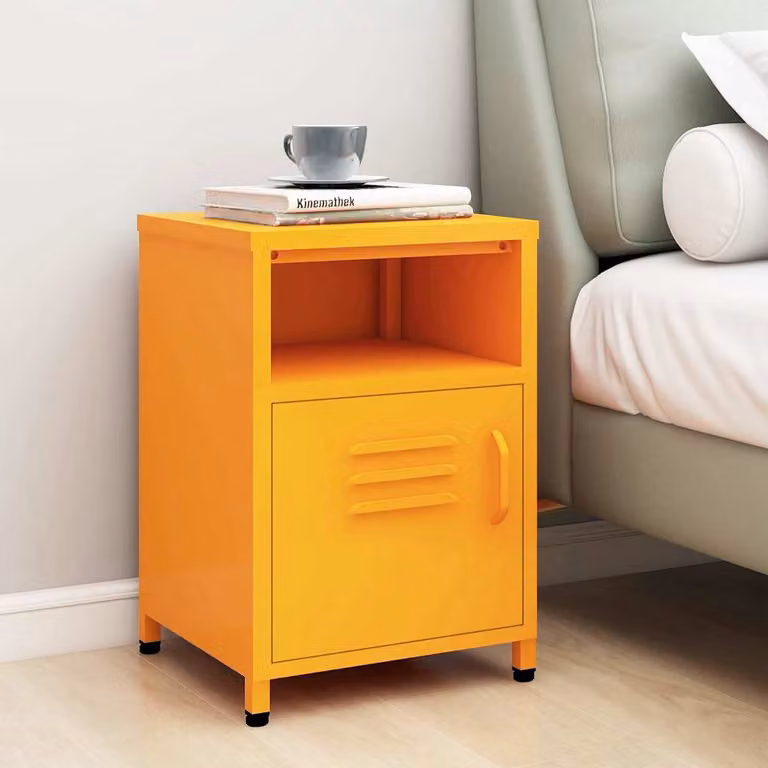 vidaXL Comodino Moderno in Metallo Giallo Lucido L/P/H: 35 x 35 x 51 cm