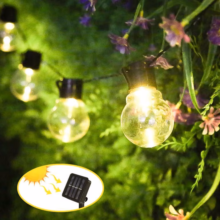 Catena luminosa solare, lunghezza 3,5 metri, 10 LED, luce bianco caldo, grado di protezione IP65, 8 modalità