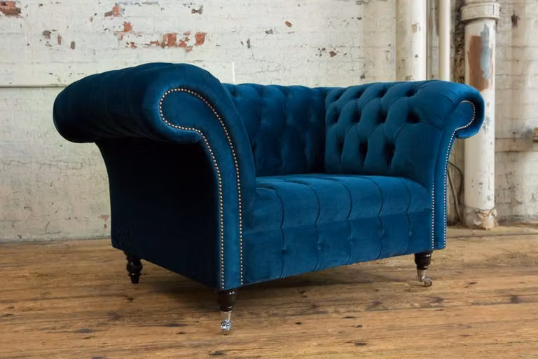 Design Chesterfield Stoff Couch Sessel 1.5 Sitzer Polster Sofas Lounge Club