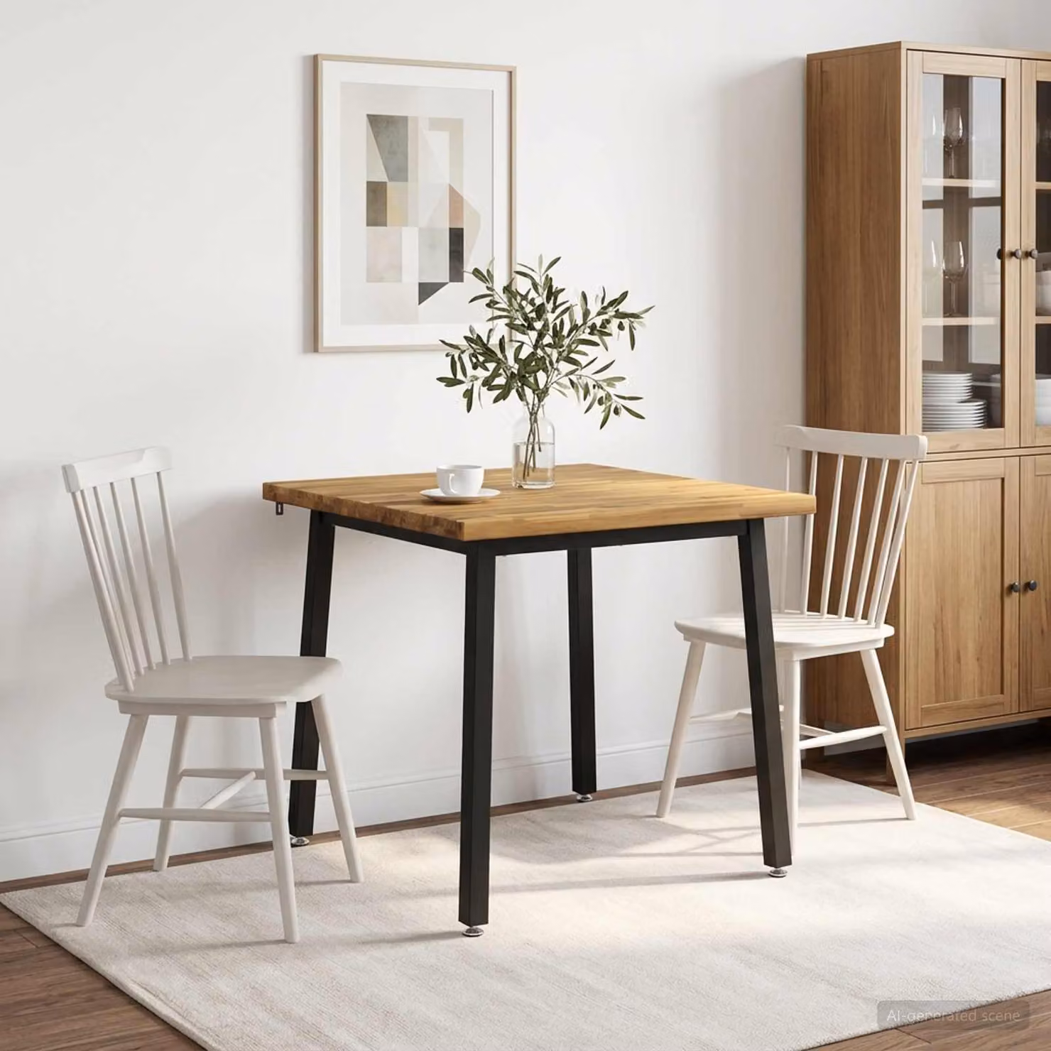 Tavolo quadrato moderno vidaXL in legno di acacia bianco e nero L: 70 cm, P: 70 cm, H: 75 cm