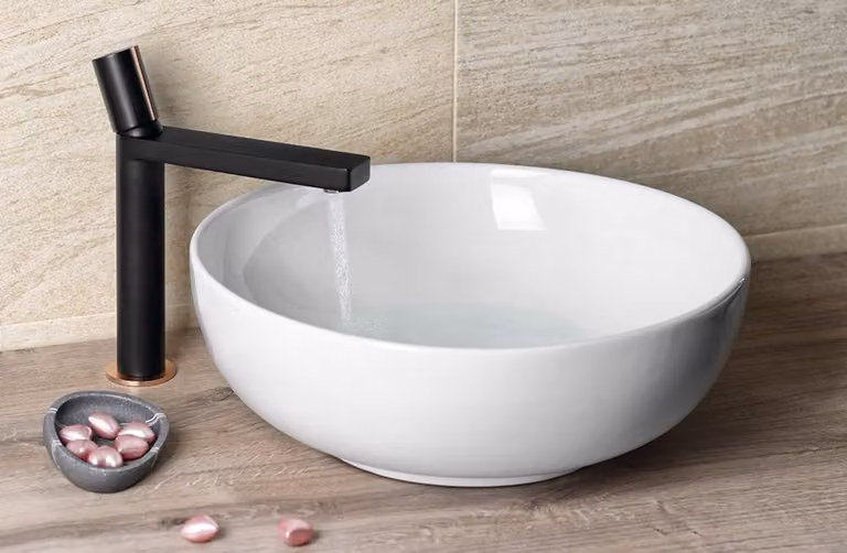 Lavabi Sapho - Lavabo Rondane, diametro 400 mm, senza foro per miscelatore, senza troppopieno, bianco AR435