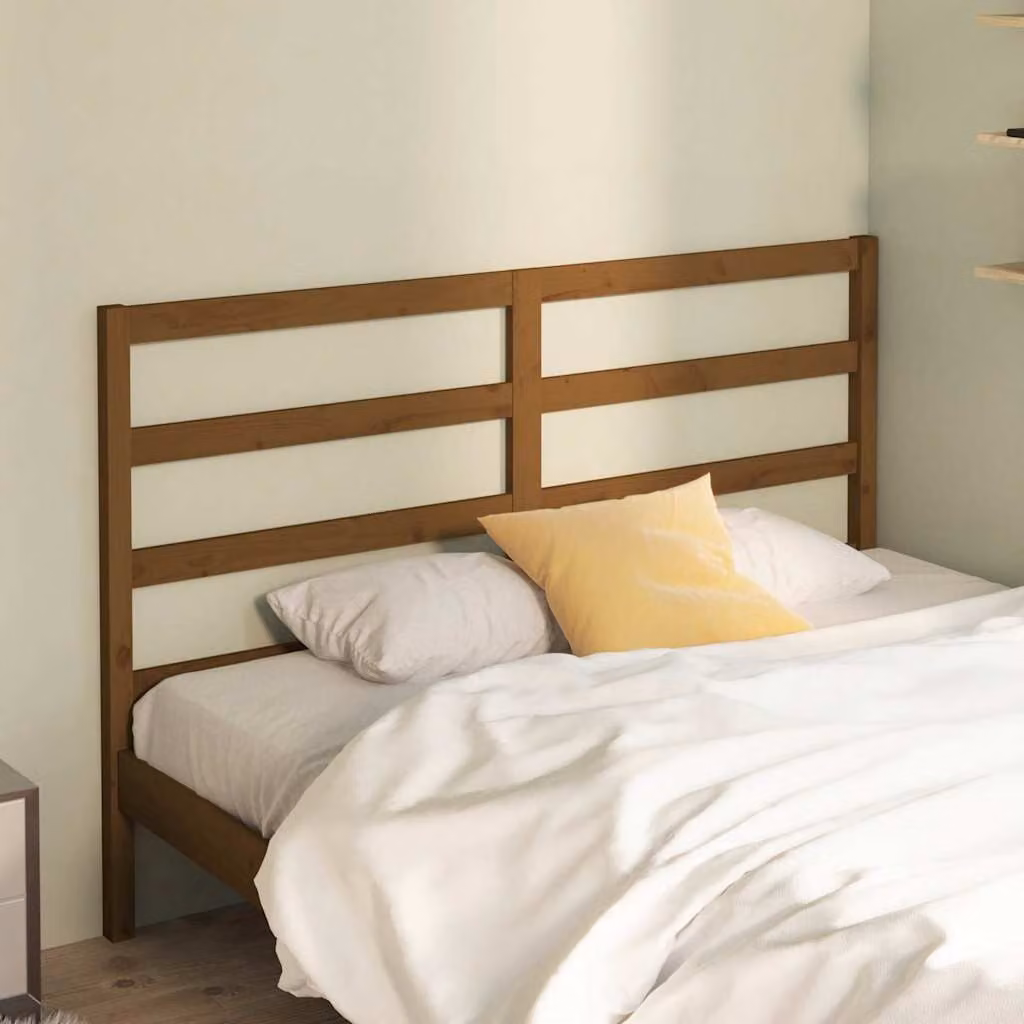 Testiera per letto vidaXL in legno massello di pino, colore marrone, L 146 cm x H 100 cm x P 4 cm