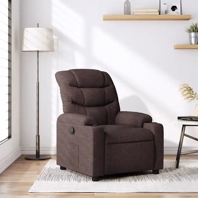 Poltrona Reclinabile Relax vidaXL in Tessuto Marrone con Braccioli e Regolazione Manuale – 1
