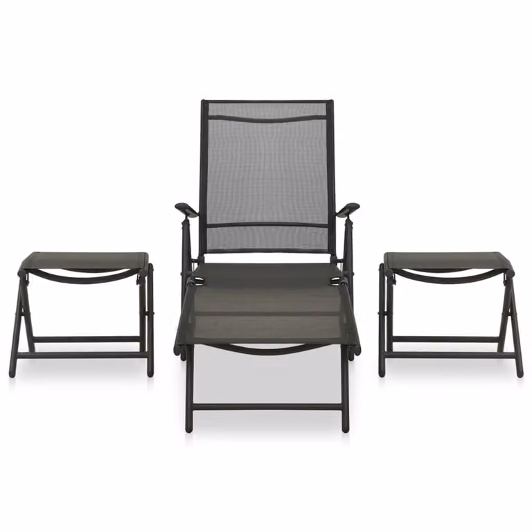 Set da giardino 3 pezzi vidaXL in Textilene e alluminio, nero
