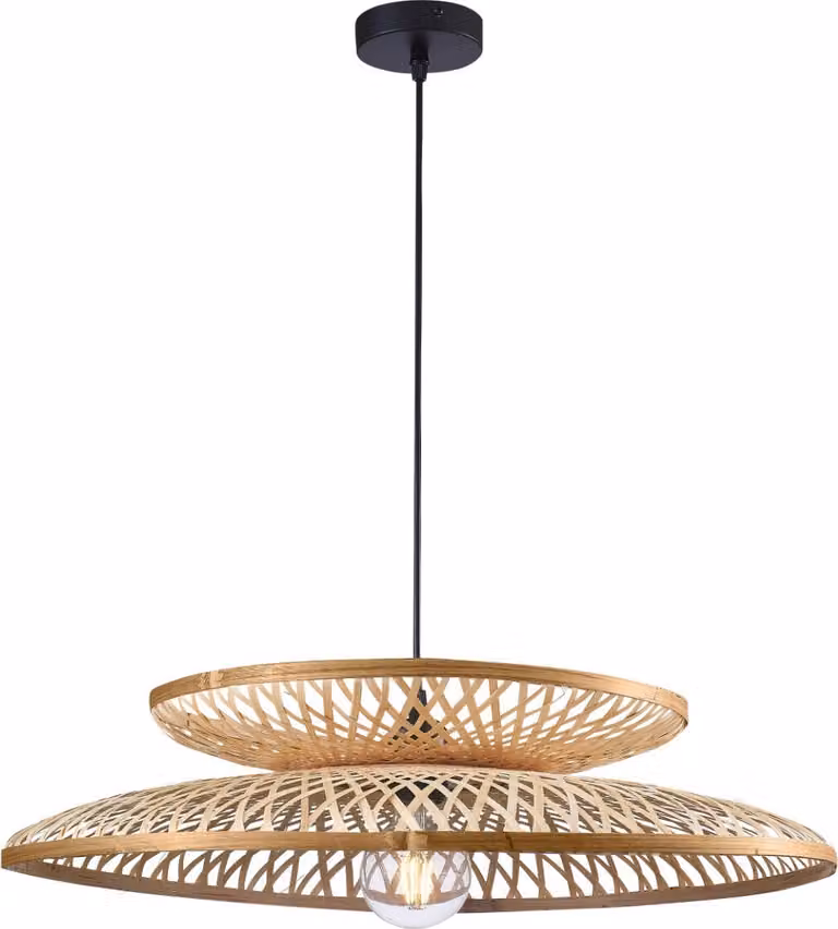 Lampada a sospensione BALI beige e nera 1xE27x20W in bambù, dimensioni: 120x60x60 cm, IP20, Polux