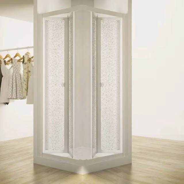 Box doccia due lati apertura totale a libro, bianco e acrilico h.190cm Fleplas 90x90 cm