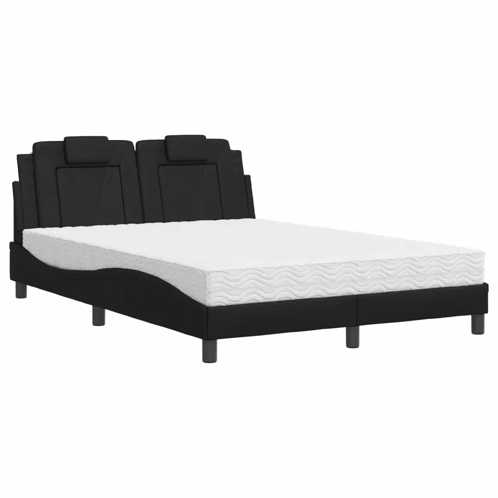 Letto Viana vidaXL con materasso in similpelle nero, L/P/H: 140 x 200 cm – 2