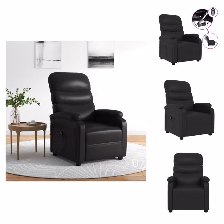 vidaXL Poltrona relax elettrica in Pelle finta nera - Poltrona