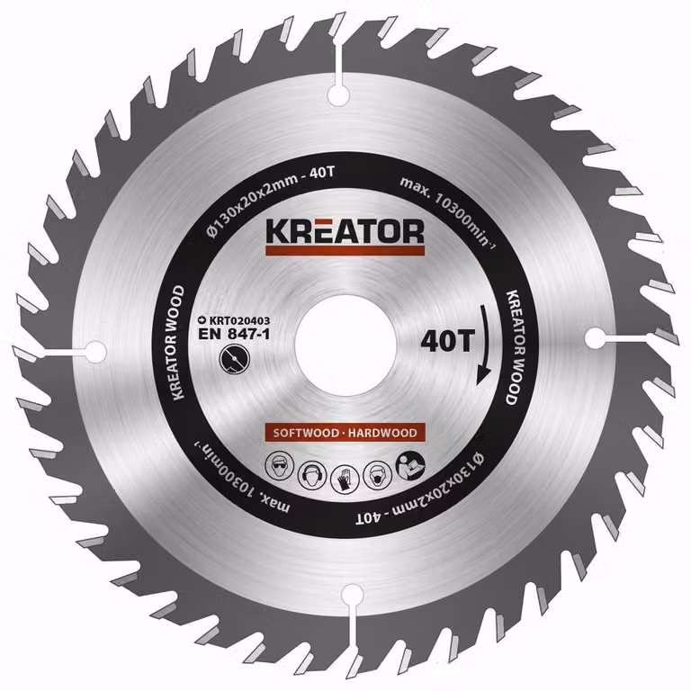 Lama circolare Ø 130 x 20 x 2 mm 40 denti Lama per legno + 4 anelli di riduzione