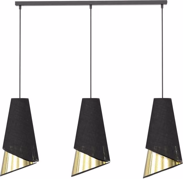 Lampada a sospensione MODA 3xE27 nera/oro Emibig