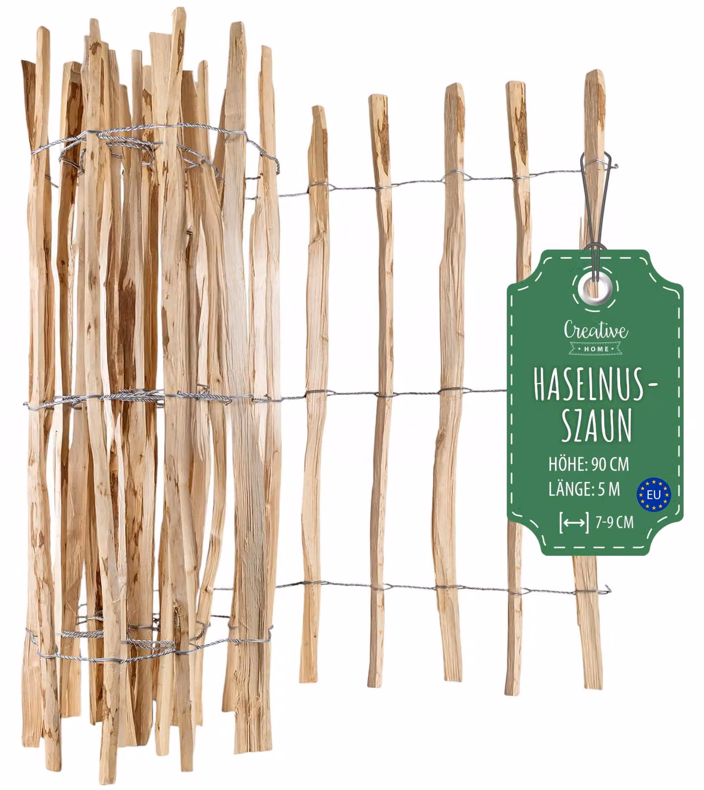 Recinzione a paletti Creative Home alta 90 cm e lunga 5 m | Distanza tra le doghe 7-9 cm
