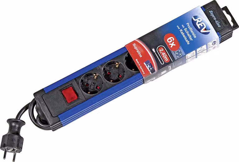 REV RITTER Steckdosenleiste 6fach mit Schalter schwarz / blau