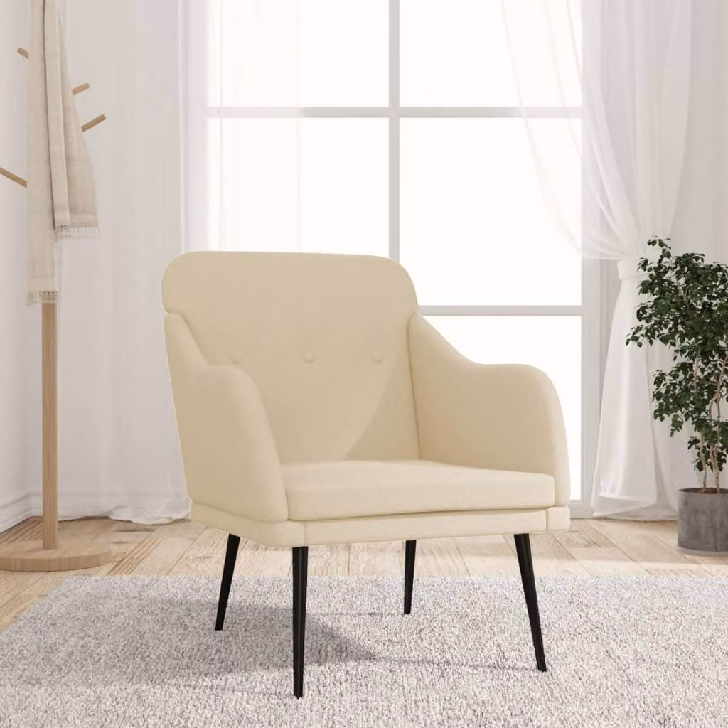 Maison Exclusive - Poltrona crema, dimensioni 63x76x80 cm, rivestita in tessuto