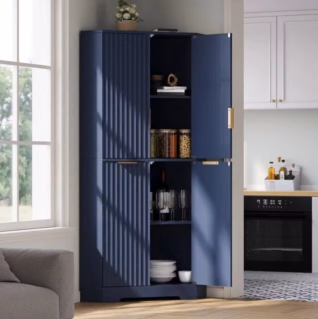 Mobile angolare contenitore con ripiani regolabili 60x60x172 cm MDF blu