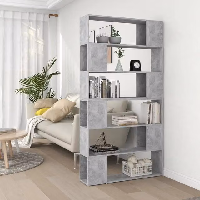 Libreria divisorio vidaXL in legno grigio opaco L: 100 cm, P: 24 cm, H: 188 cm – 1