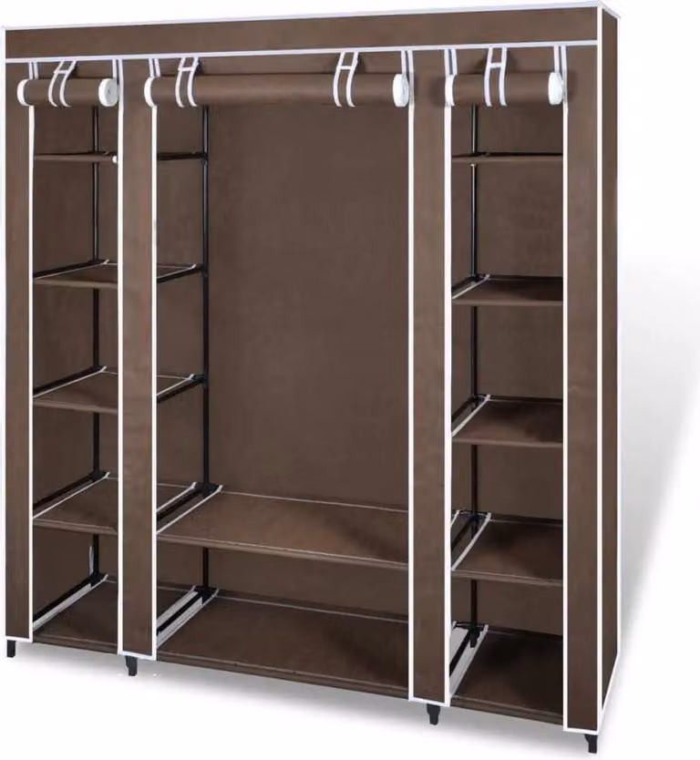 Armadio in Tessuto con Scomparti e Aste 45x150x176 cm Marrone