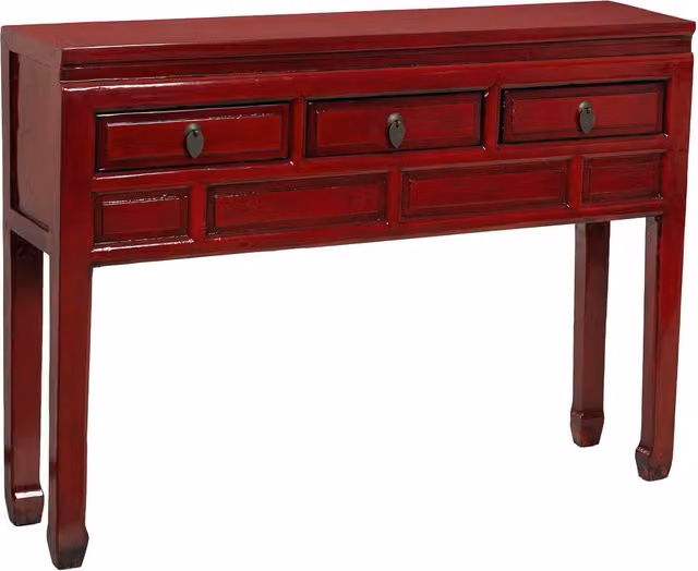 Mobile da ingresso Wanderlust Deco in legno rosso con finitura lucida L: 129 cm, P: 30 cm, H: 88 cm