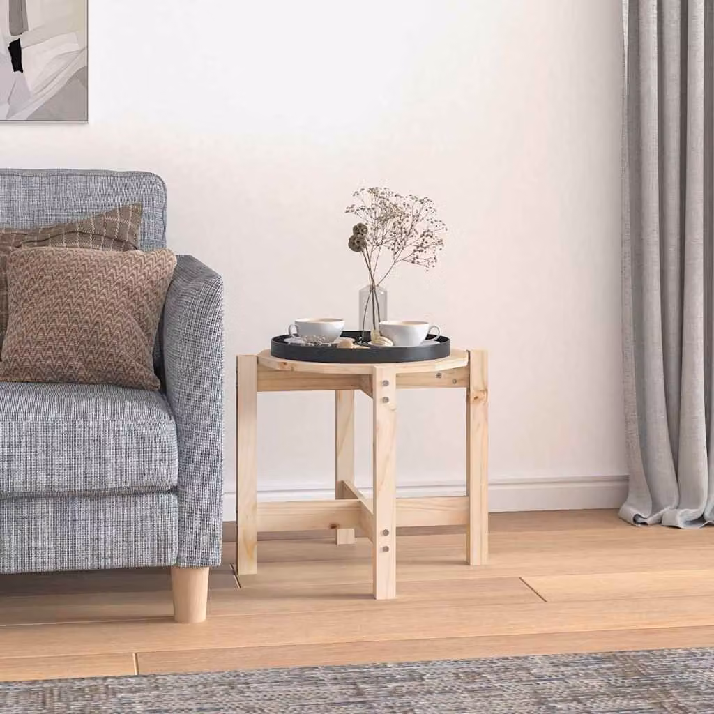 vidaXL Tavolino da Salotto Rotondo in Legno di Pino Naturale Marrone L: 52,5 cm, P: 45 cm