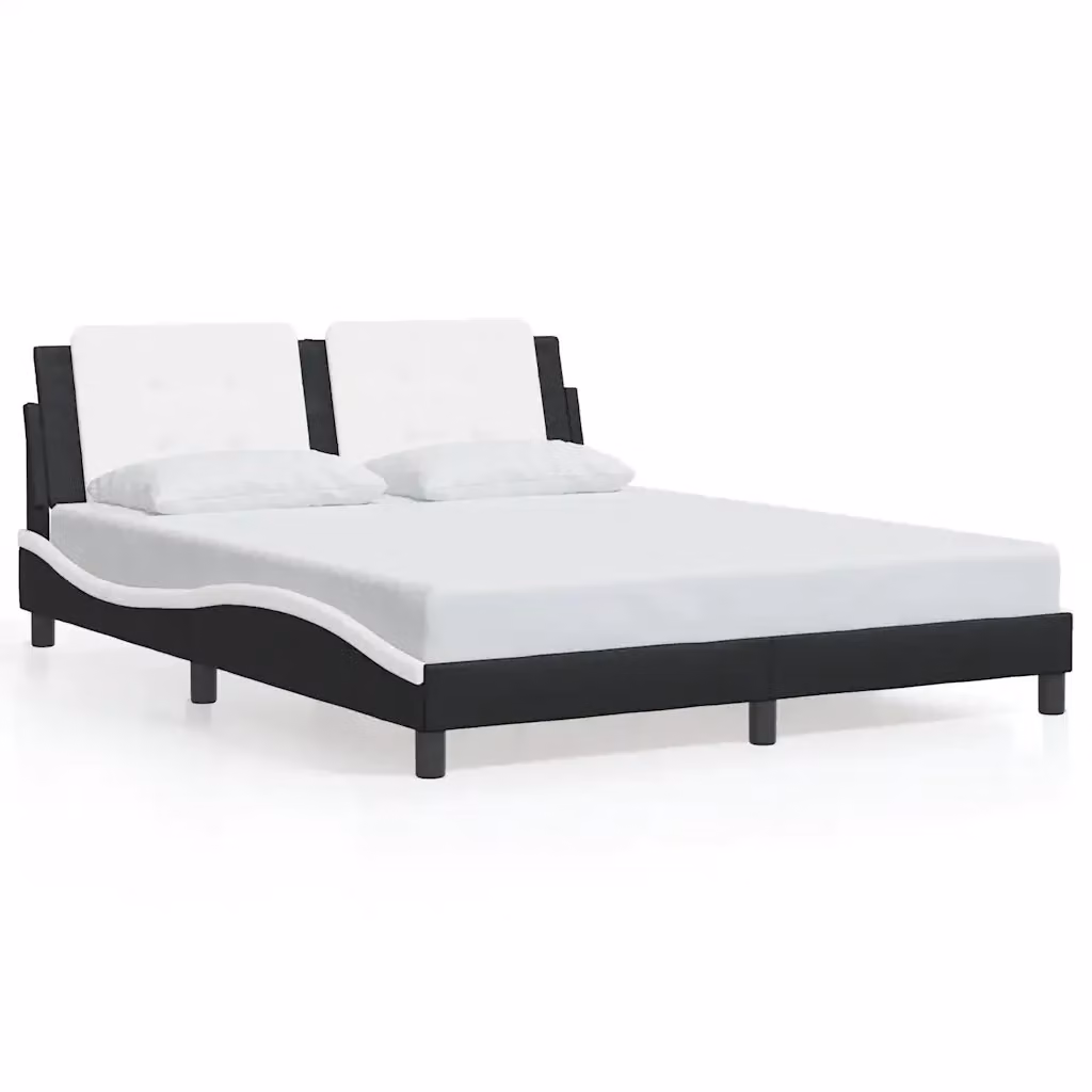 Giroletto senza materasso Zadar vidaXL in similpelle nero e bianco 160x200 cm – 2
