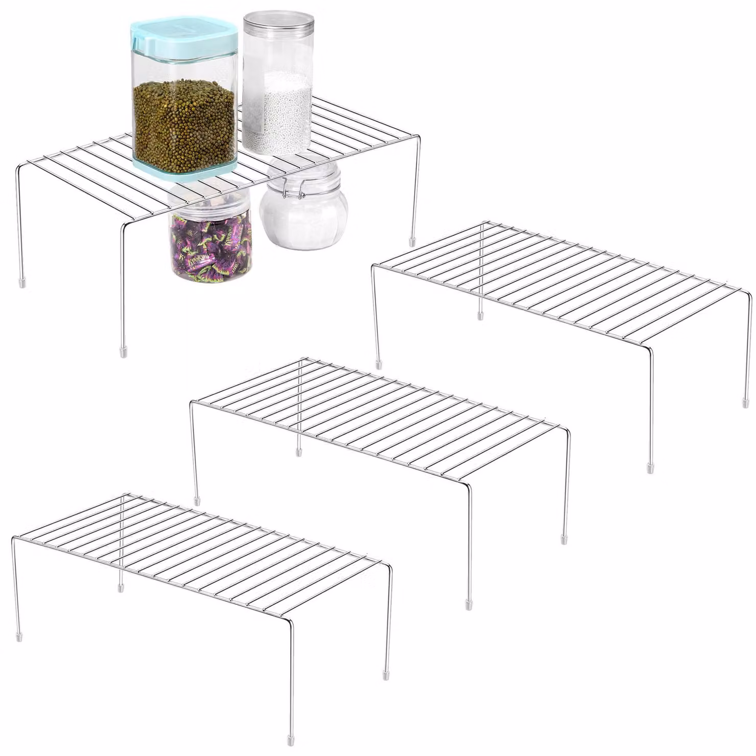 Ripiano portaoggetti per armadi da cucina, set di 2 organizer per armadi da cucina