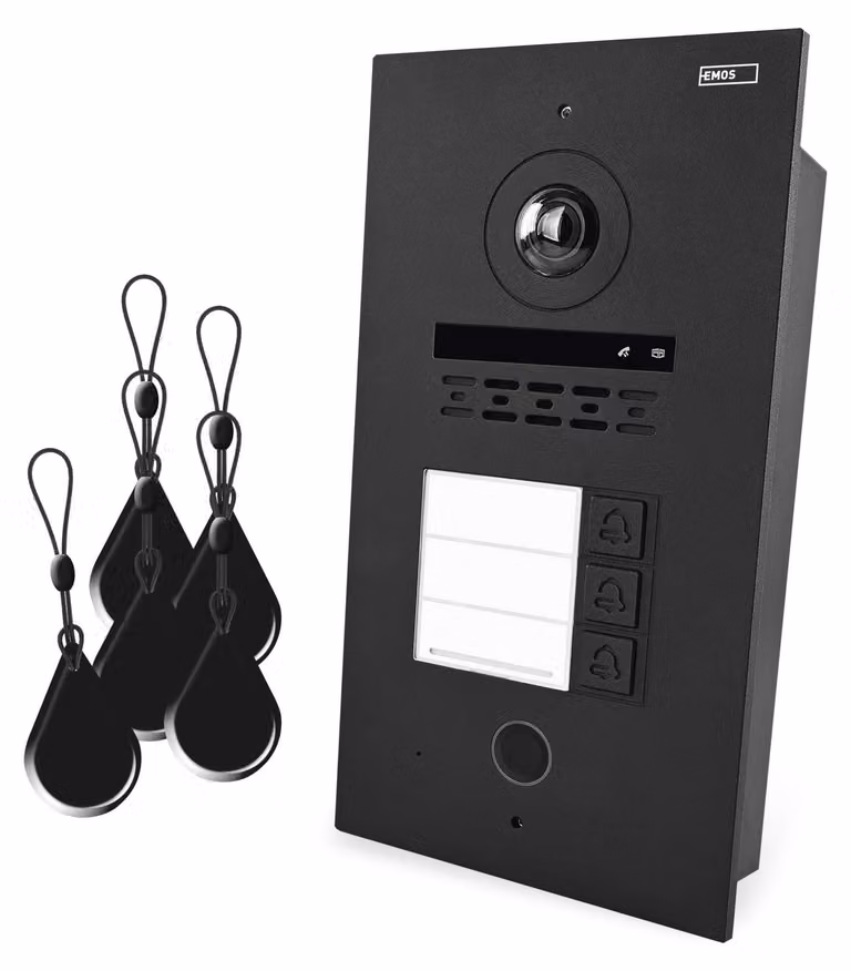 Unità telecamera EMOS GoSmart per citofono IP-880A e monitor IP-880B, con 3 pulsanti. Codice prodotto: H4084