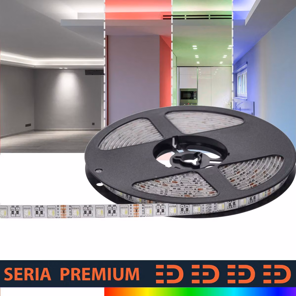 Striscia LED flessibile Prescot, grado di protezione IP63, RGB+bianco, 24V, 5 metri