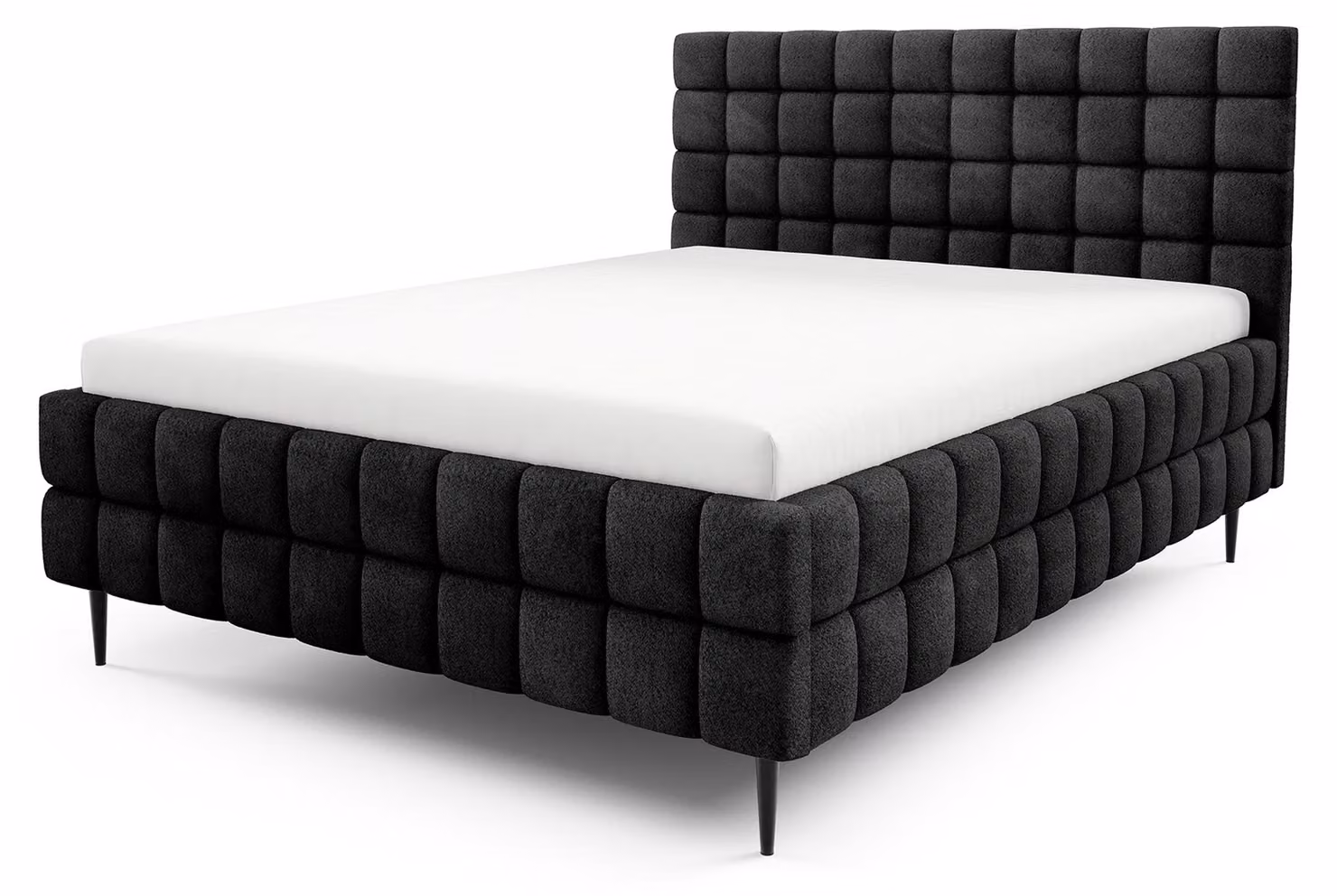 Letto imbottito con contenitore Stratus, colore nero vulcanico, dimensioni 160 x 200 cm