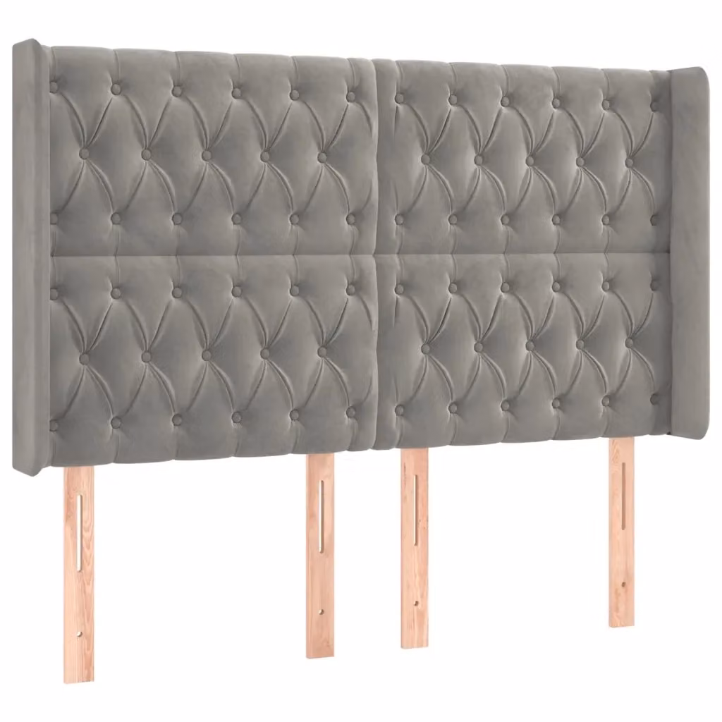 Testiera con Orecchie Design Mania in Velluto Grigio Chiaro L: 147 cm, P: 16 cm, H: 118/128 cm – 2