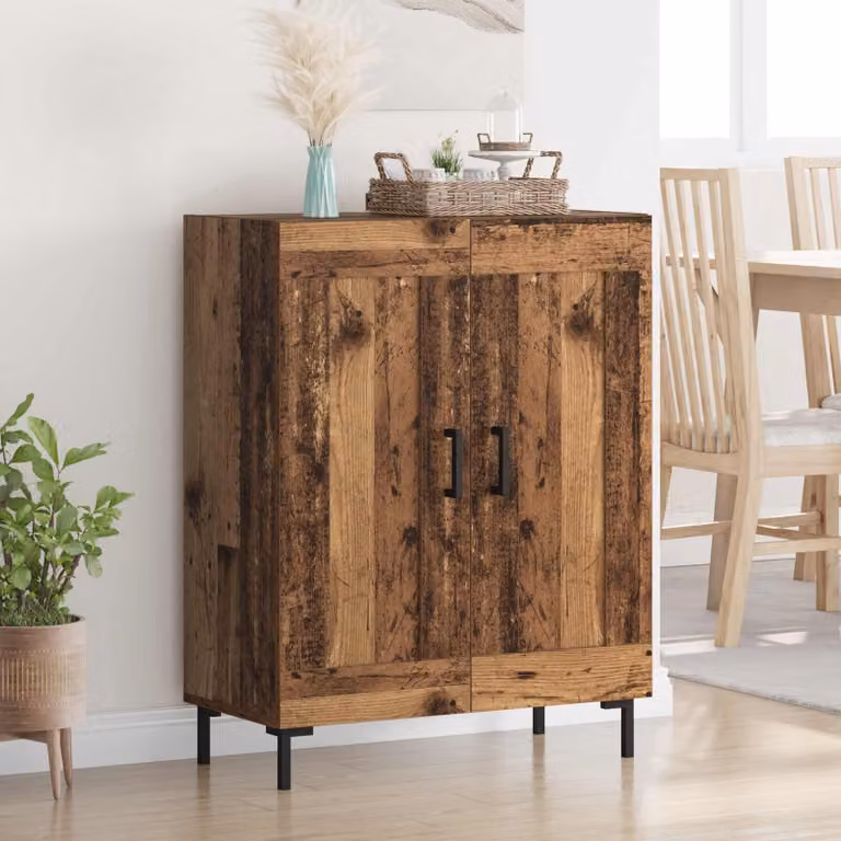 Credenza moderna vidaXL in legno vecchio e metallo, colore marrone, L: 69,5 cm, P: 34 cm, H: 90 cm