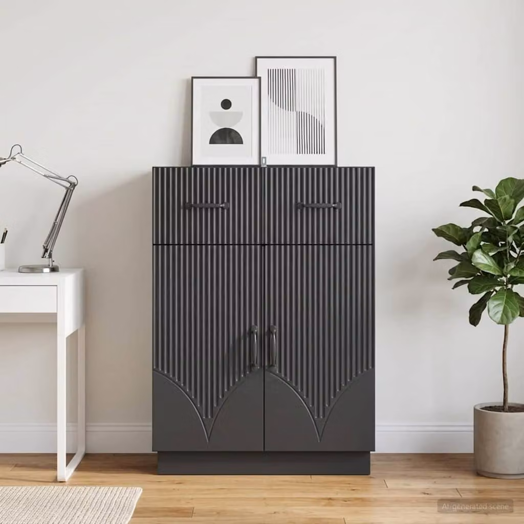 Credenza moderna vidaXL in legno ingegnerizzato nero L 66 x P 34,5 x H 87 cm