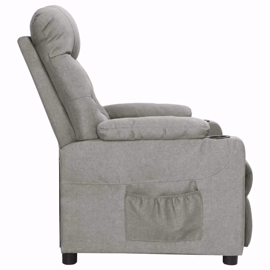 Poltrona Reclinabile Relax vidaXL in Tessuto Grigio con Braccioli e Regolazione Manuale – 2