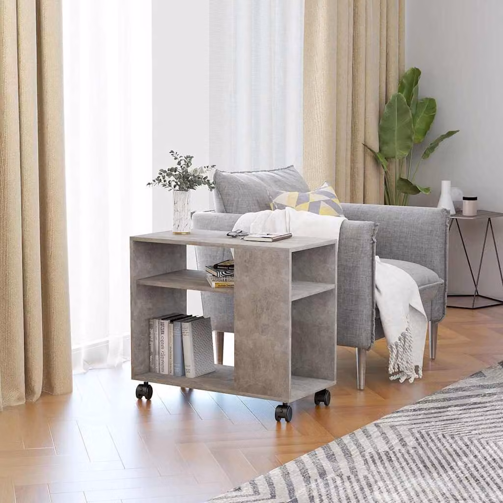 Tavolino da soggiorno vidaXL in stile industriale grigio con finitura opaca, L: 70 cm, P: 35 cm, H: 60,5 cm