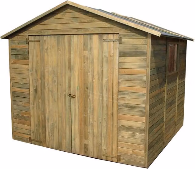 Casetta da Giardino Pircher in Legno Marrone con Doppia Porta e Finestra, Stile Rustico, H: 235 cm