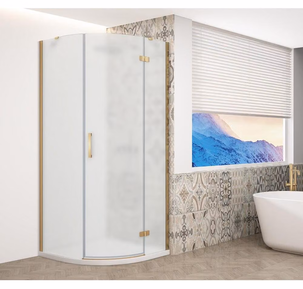 TRINITY GOLD MATT Box doccia a quarto di cerchio 900x900 mm, vetro satinato, destro