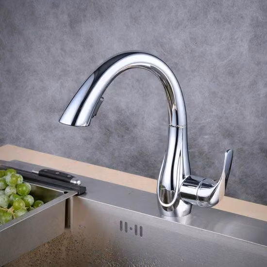 Miscelatore monocomando cromato girevole a 360° per lavello da cucina ad alta pressione