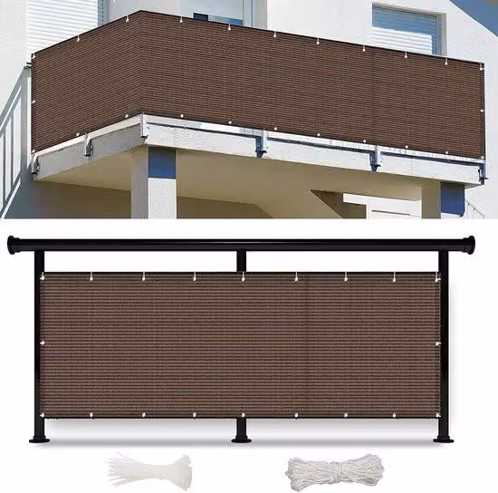 Ombrellone da terrazza - Paravento per balcone - Resistente ai raggi UV e all'acqua - 100 x 500 cm - Marrone