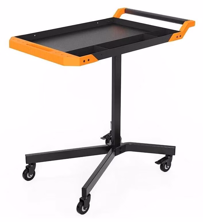 Banco da lavoro per officina automobilistica - Banco da lavoro mobile - Regolabile in altezza su 8 livelli - Carrello multifunzionale - Ruote girevoli a 360° - Colore: nero