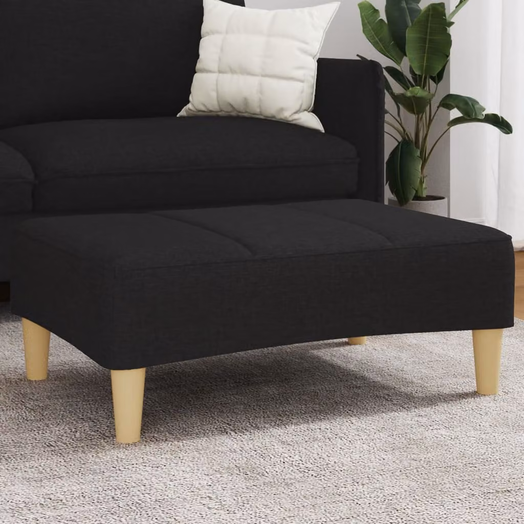 Poggiapiedi vidaXL in tessuto nero, design moderno, L 77 x P 55 x H 31 cm