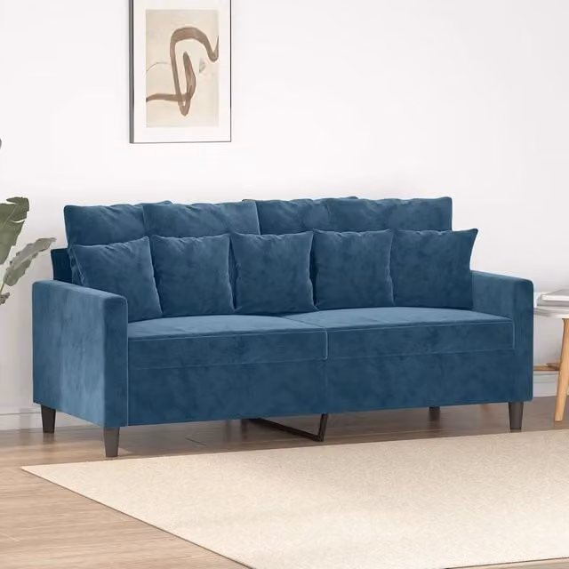 Divano a 2 Posti Blu 140 cm in Velluto 359312