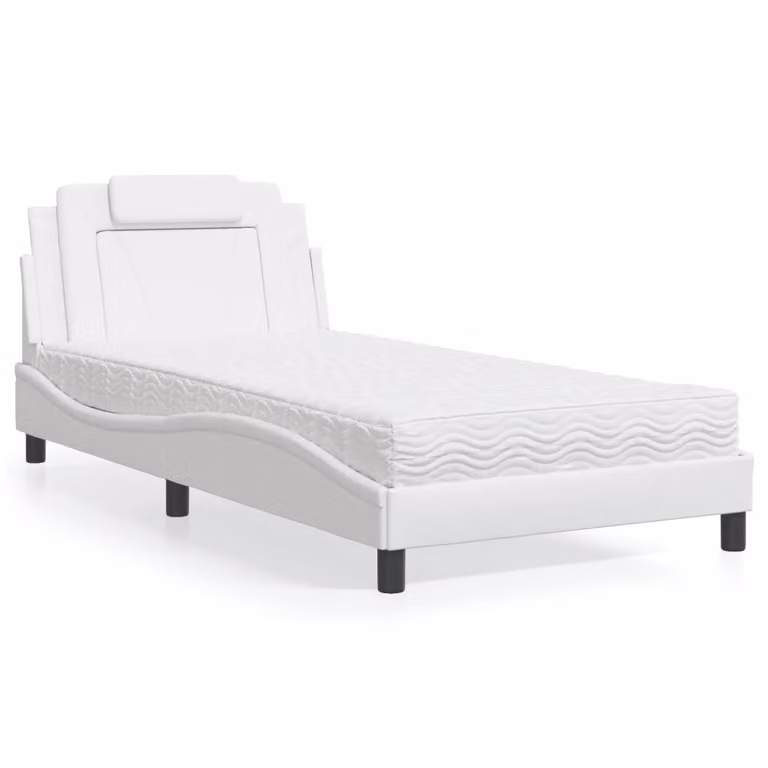 Letto Viana vidaXL con Materasso in Similpelle Bianco L/P: 100 x 200 cm