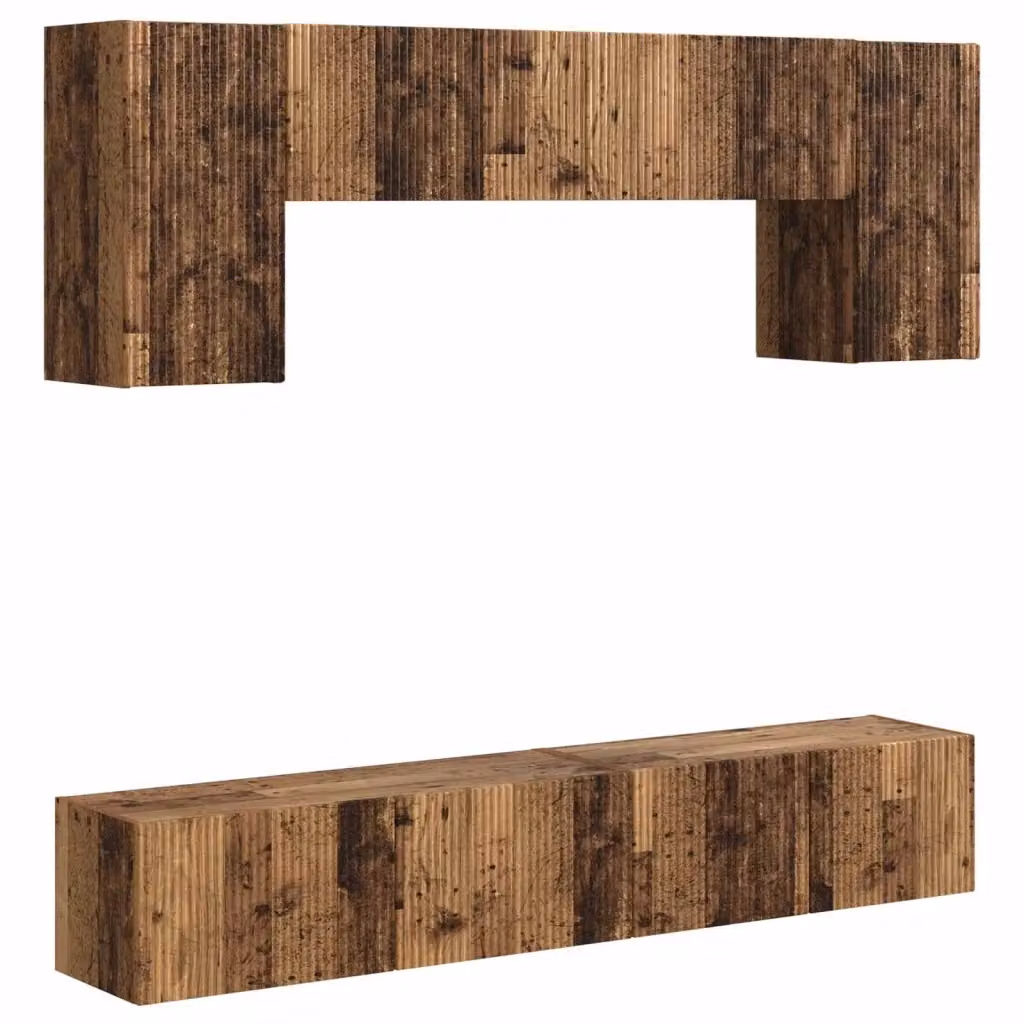 Set mobile TV moderno vidaXL in legno marrone opaco, 4 pezzi – 2