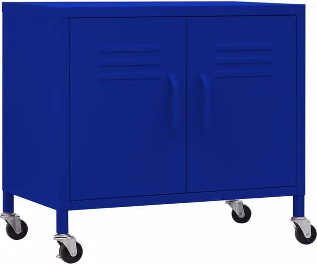 Mobile contenitore in acciaio HELLOSHOP26 con ripiano regolabile, colore blu navy, L: 60 cm, P: 35 cm, H: 56 cm