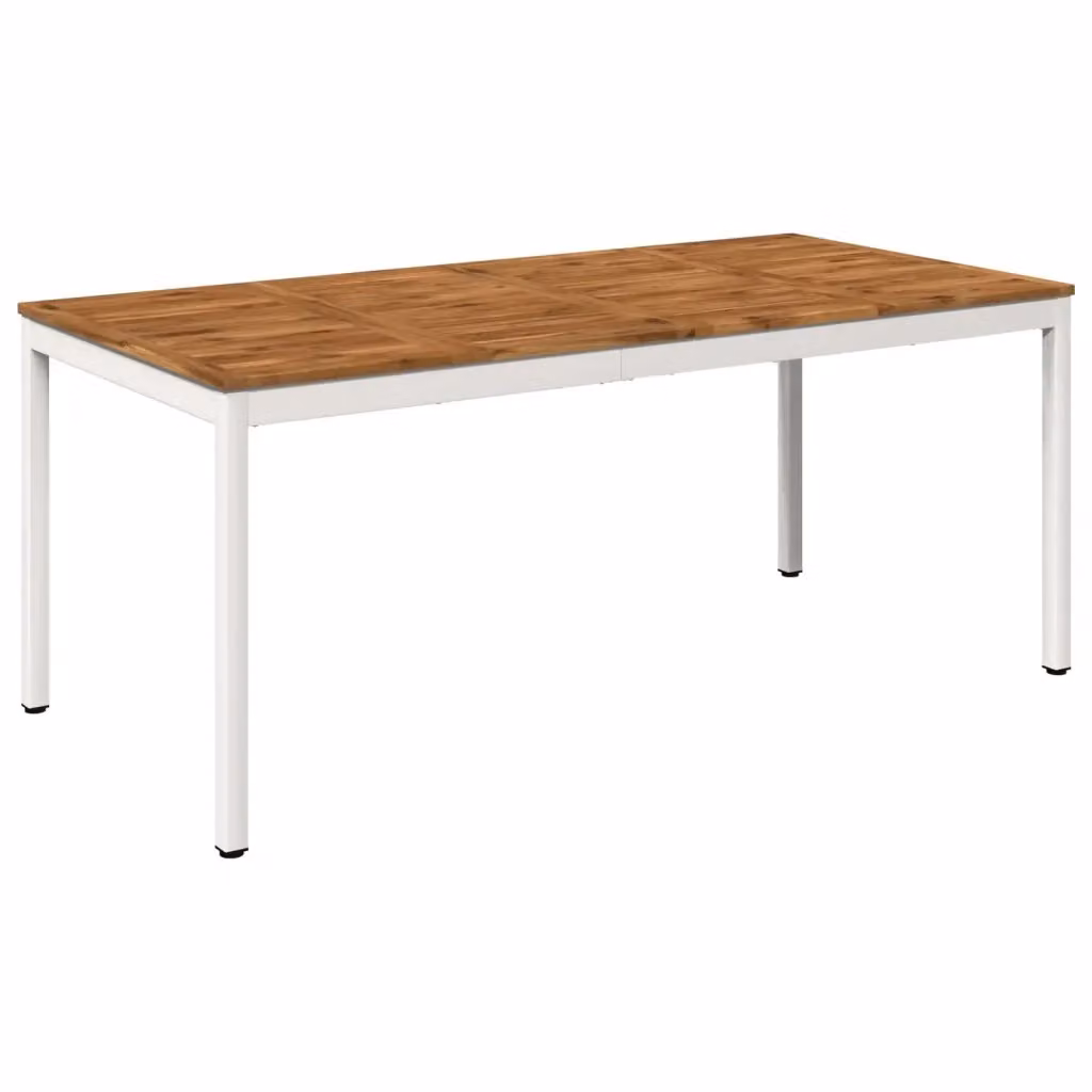 Tavolo da giardino rettangolare vidaXL in legno di acacia naturale e bianco L 180 x P 88,5 x H 75 cm – 2