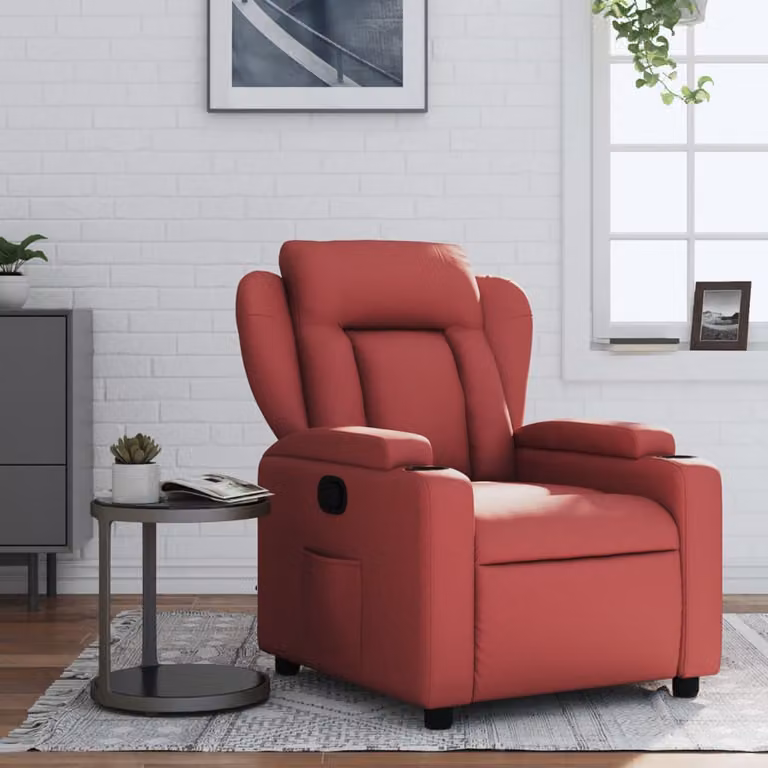 Poltrona Reclinabile Relax vidaXL in Similpelle Rossa con Braccioli e Reclinazione Manuale
