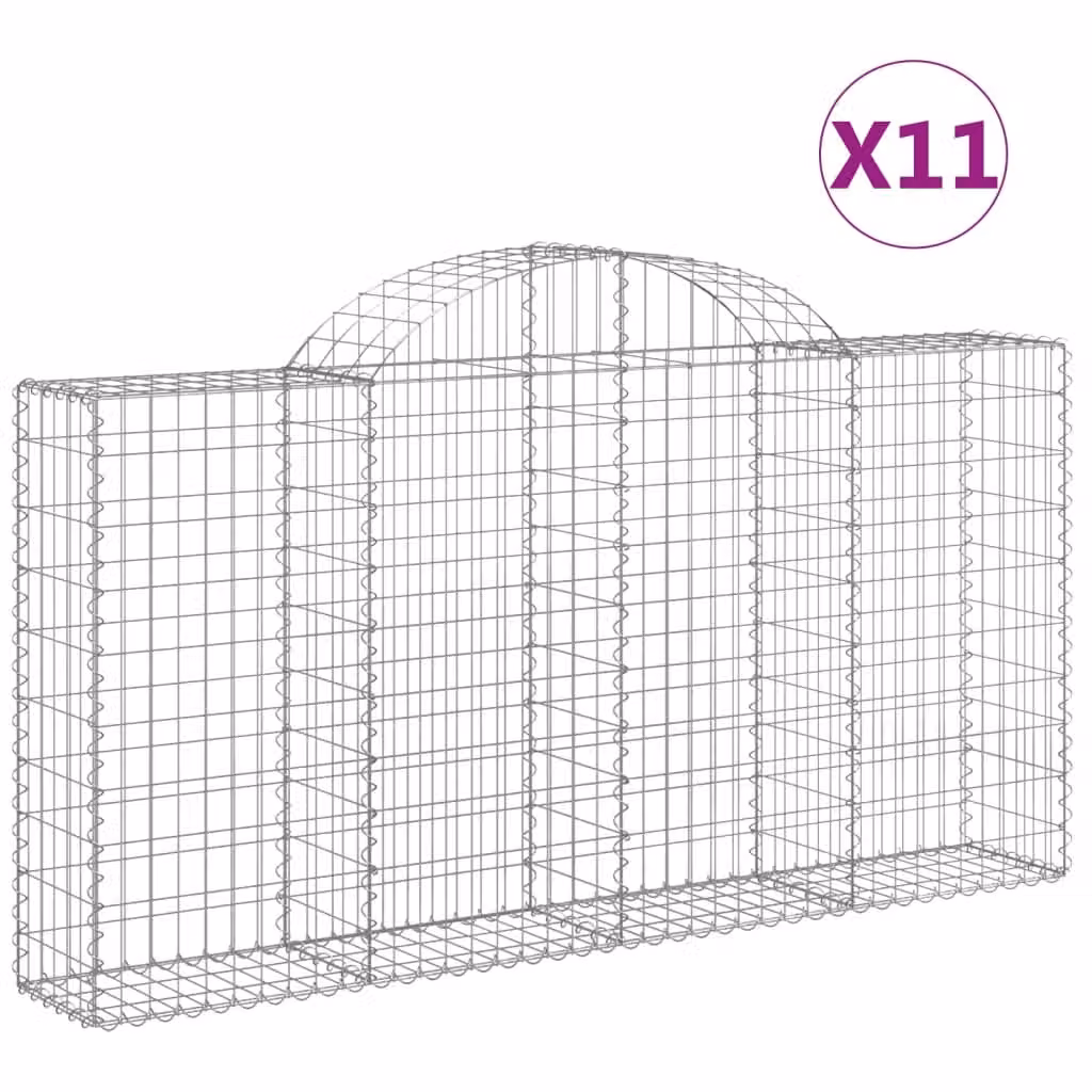 Cesti Gabbioni ad Arco 11 pz 200x30x100/120 cm Ferro Zincato