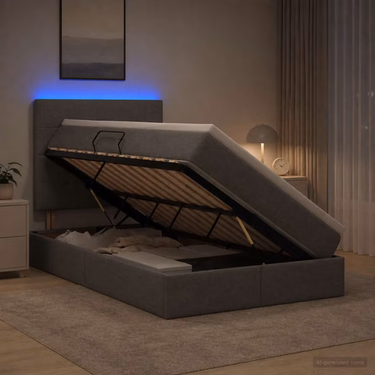 Letto con contenitore e materasso vidaXL Grigio Scuro con illuminazione LED e porta USB L/P/H: 120 x 200 x 140 cm