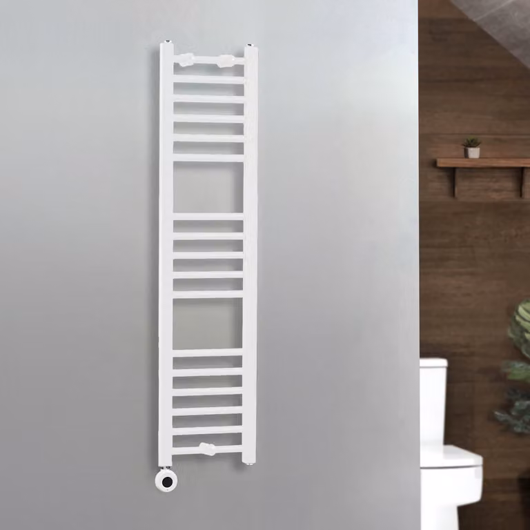 Scaldasalviette Elettrico con Elemento Riscaldante Termostatico Cablato ECOSO by Hudson Reed, Bianco, L: 120 cm, P: 30 cm