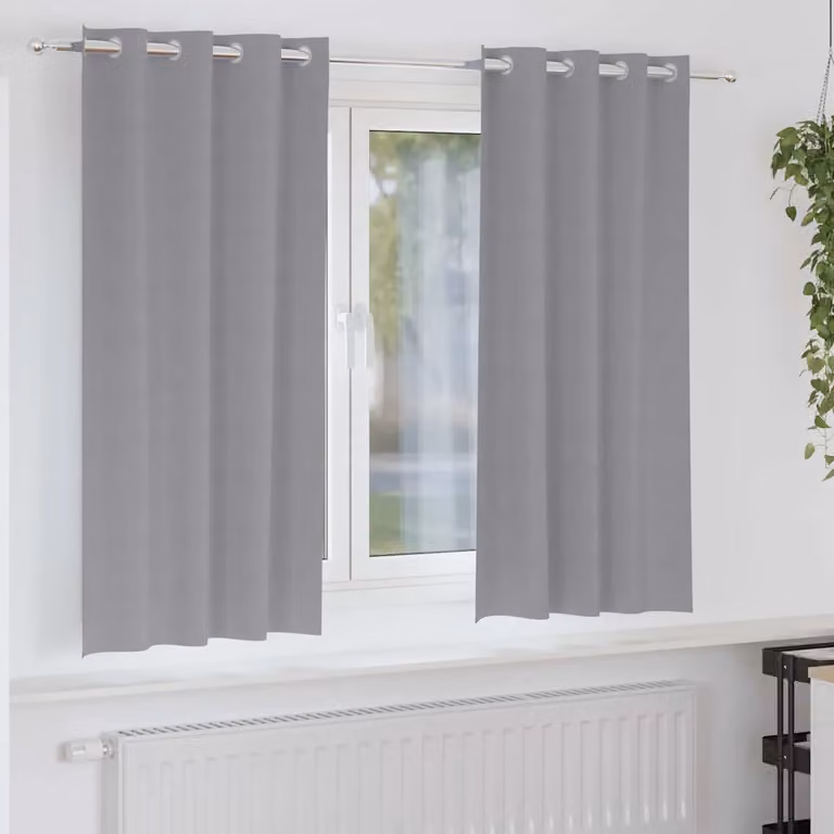 Set di 2 tende blackout vidaXL con anelli in poliestere, colore grigio, L: 175 cm x H: 140 cm