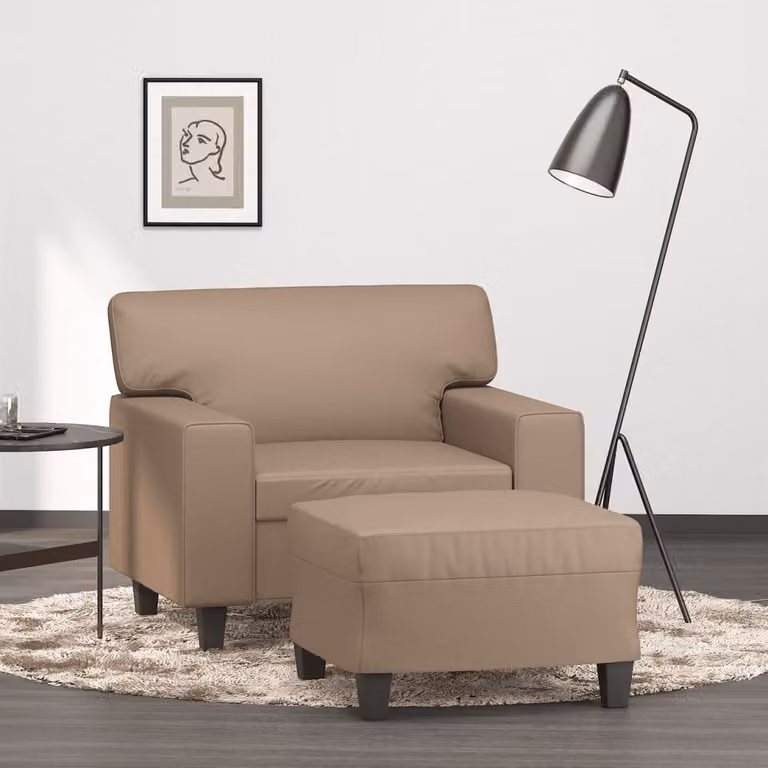 vidaXL Poltrona Relax con Poggiapiedi in Similpelle Beige e Marrone