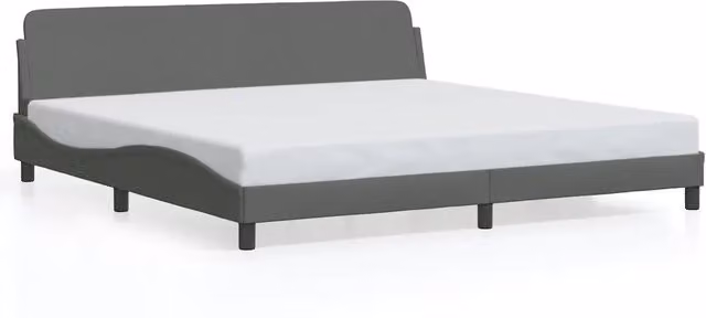 Letto matrimoniale Dover Grigio con struttura in tessuto e legno, L/P/H: 200 x 200 x 74,5 cm